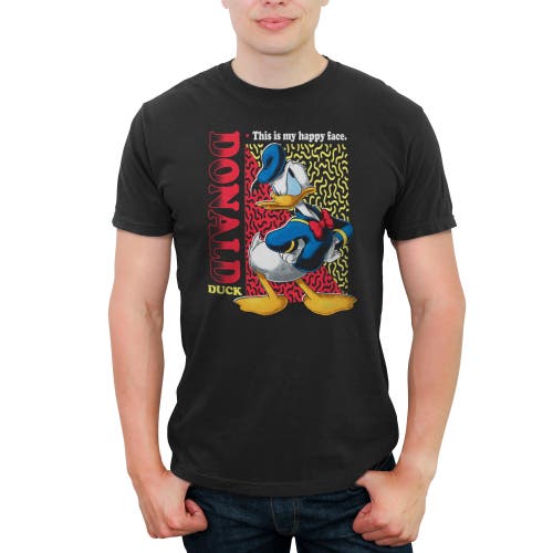 Mickey & Friends Donald Duck This Is My Happy Face Graphic T-shirt In Black
