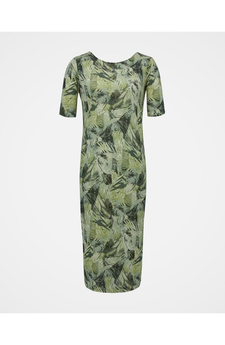 Celtic & Co. Linen Blend Button Back Midi Dress, Alternate, color, Leaf Print