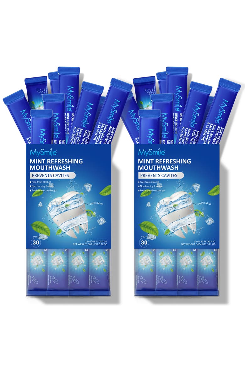 Travel-Friendly Alcohol-Free Mouthwash in Fresh Mint, Main, color, Blue