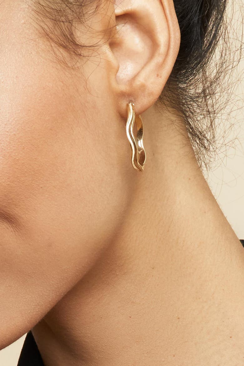 14K Gold Wavemaker Hoops Earrings, Alternate, color, Yellow Gold