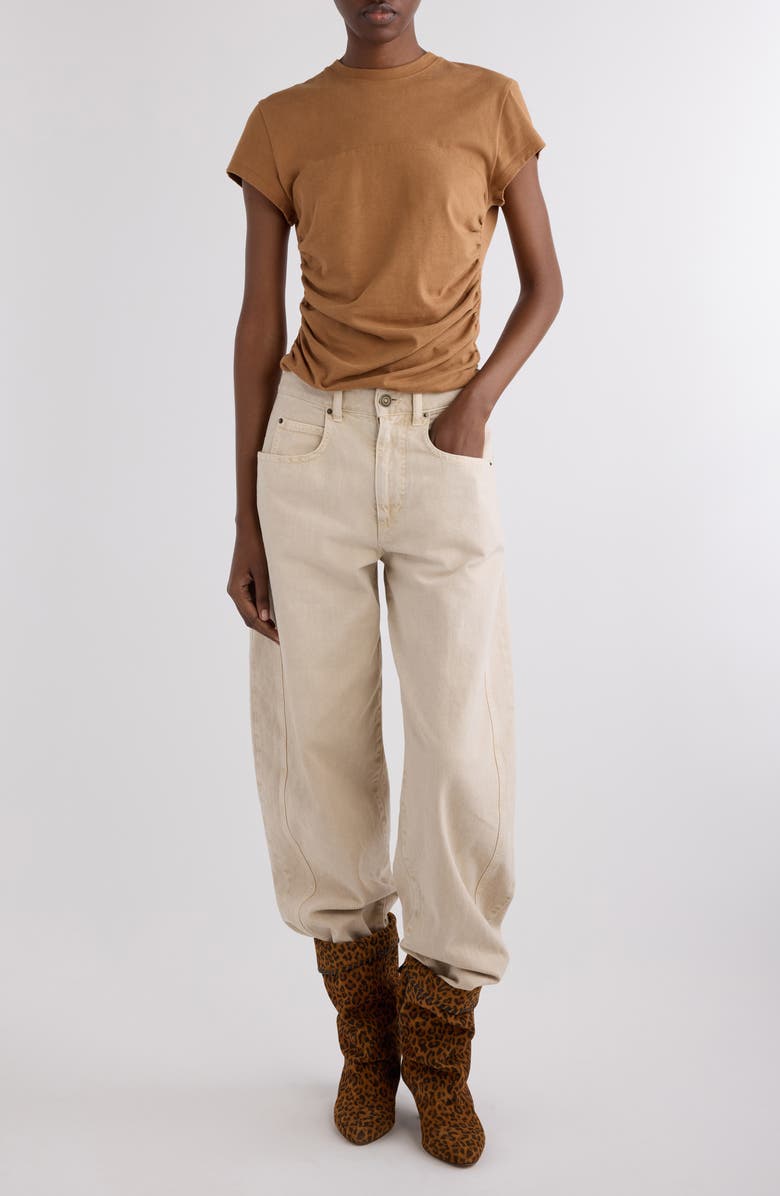 Isabel Marant Maelie Ruched T-Shirt, Alternate, color, Caramel