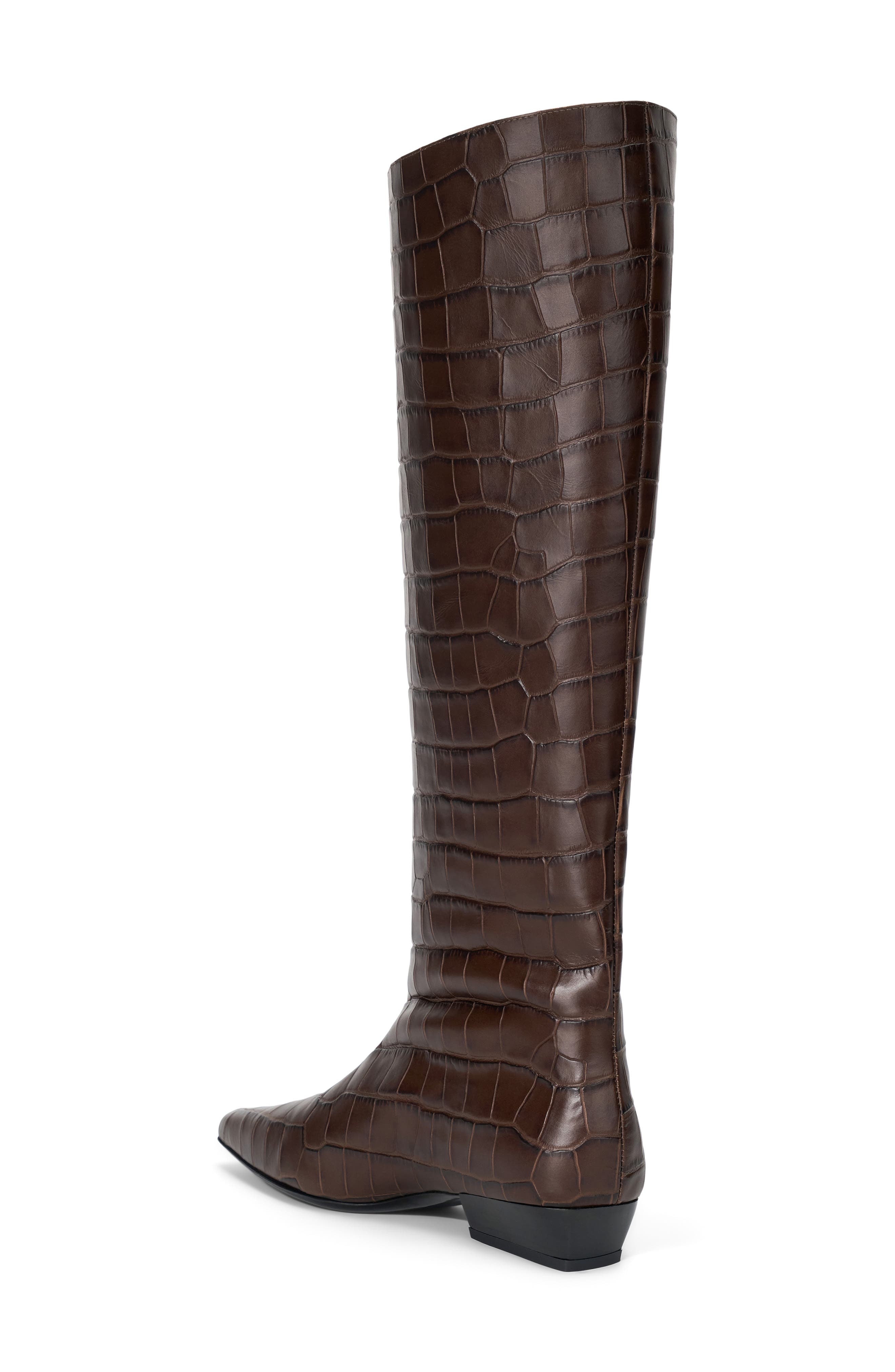 Wally Flat Knee High Boot, Alternate, color, ESPRESSO CROCO