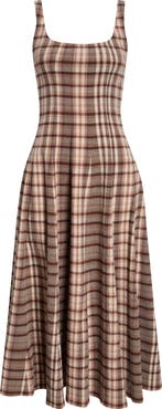 STAUD Wells Floral Stitch A-Line Midi Sundress
