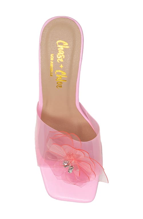 Chase & Chloe Chase And Chloe Maeli Flower Slide Sandal In Pink Clear