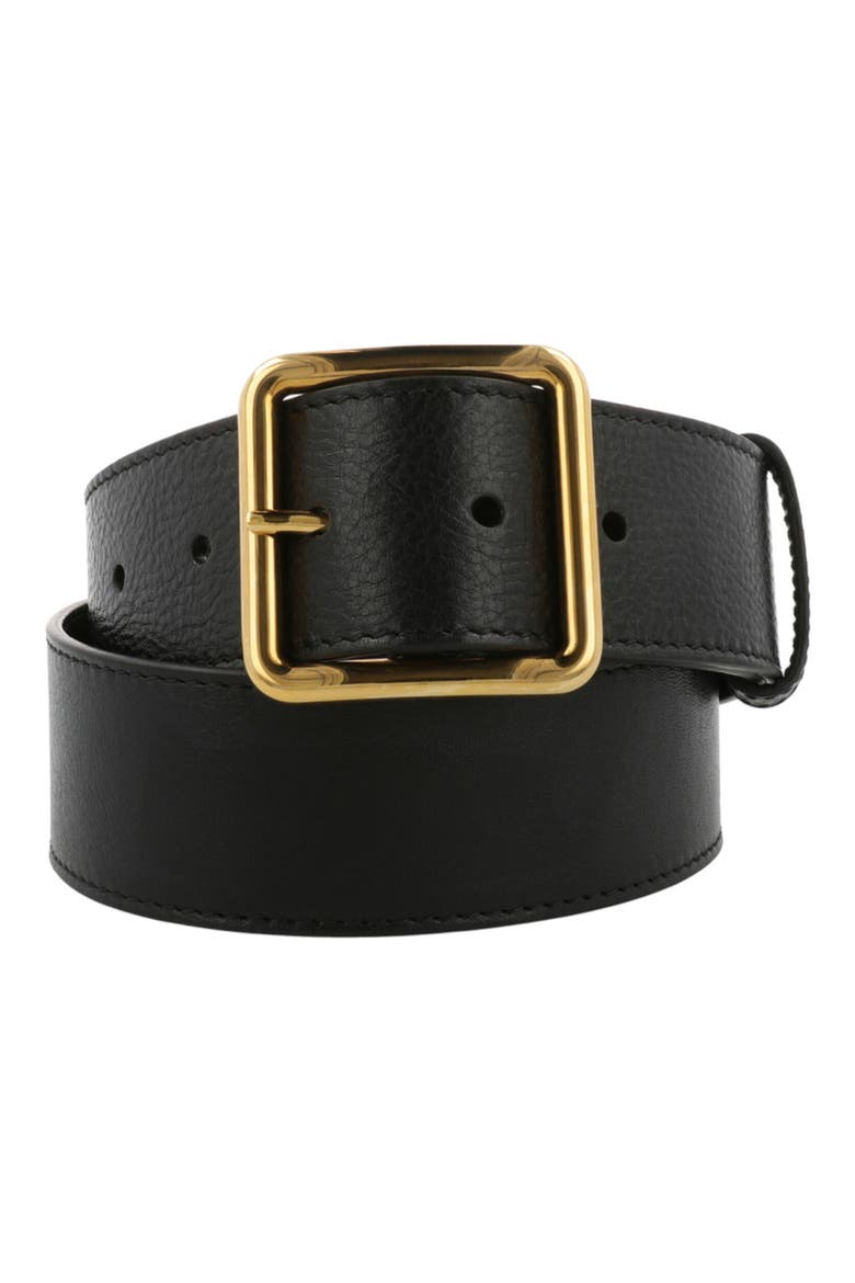 Wide Leather Belt, Alternate, color, BLACK