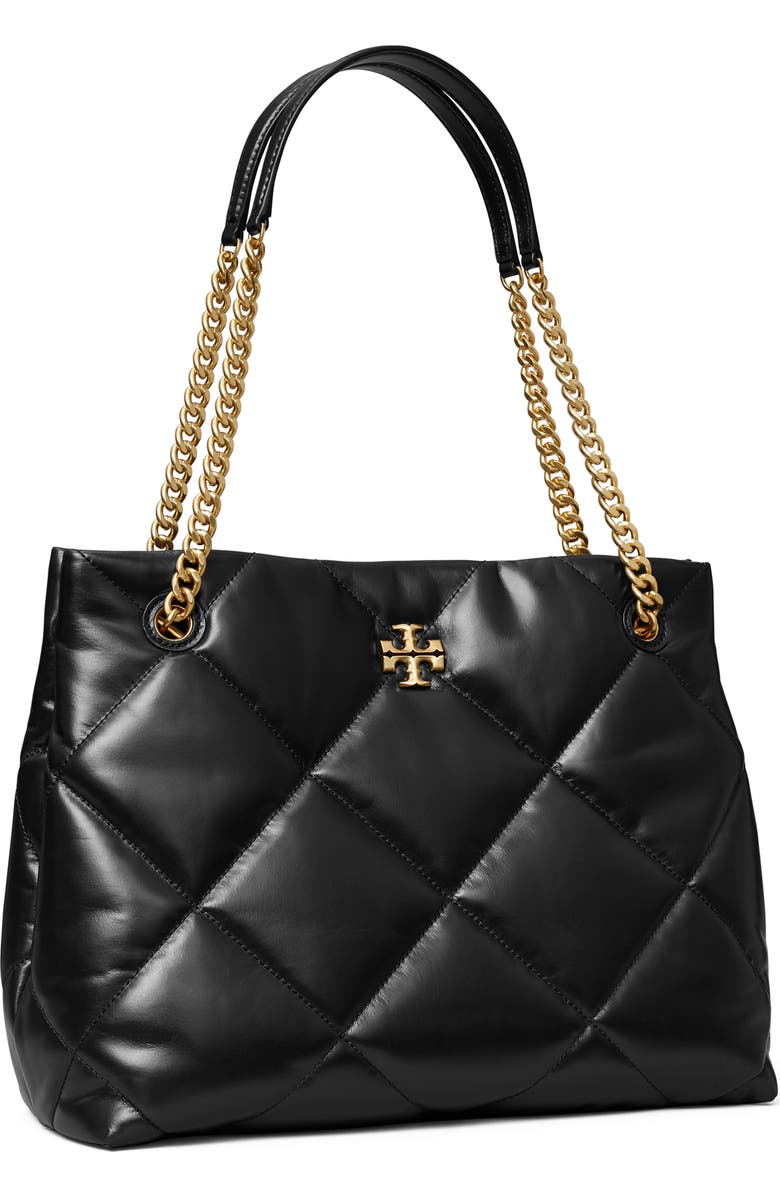 Tory Burch Kira Diamond Quilted Leather Tote, Alternate, color, Black