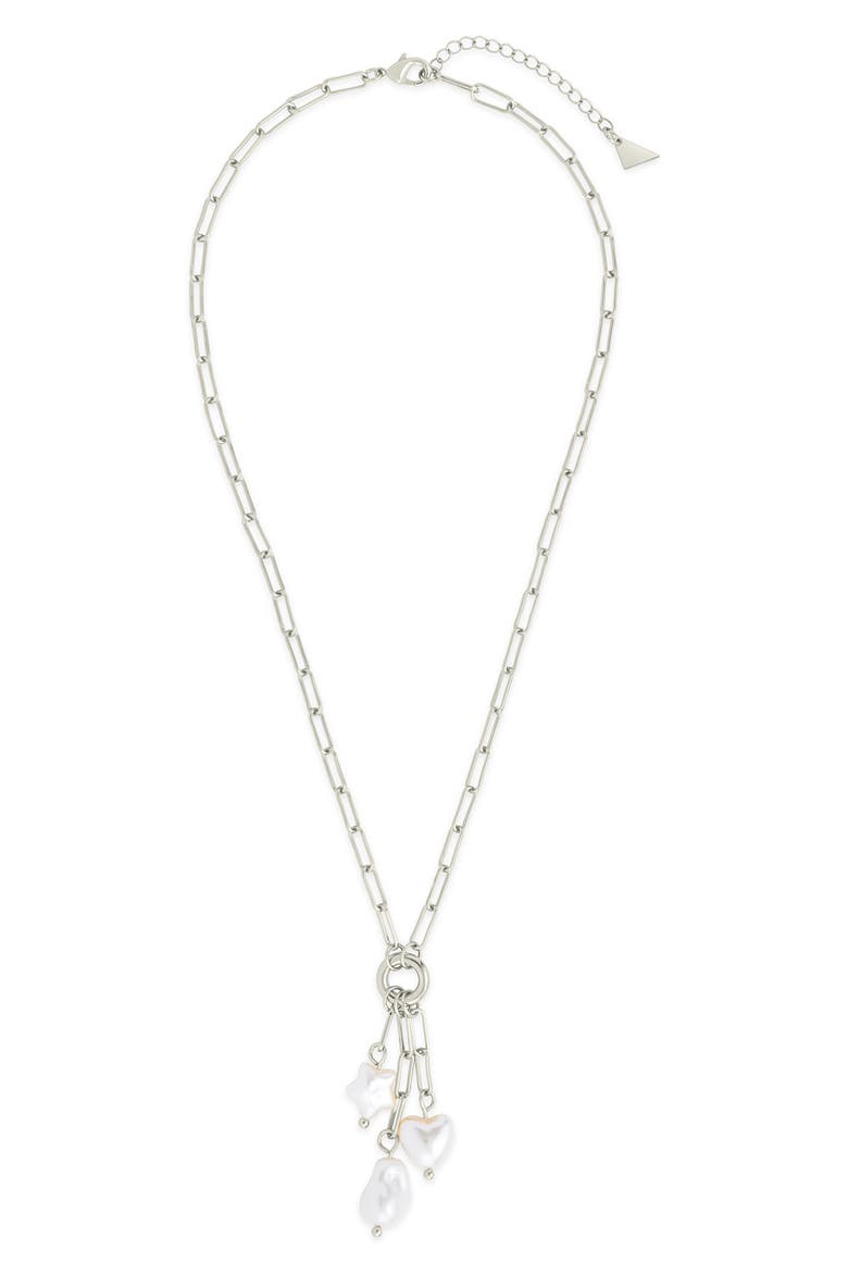 Sabrina Mixed Pearl Charm Necklace, Alternate, color, SILVER