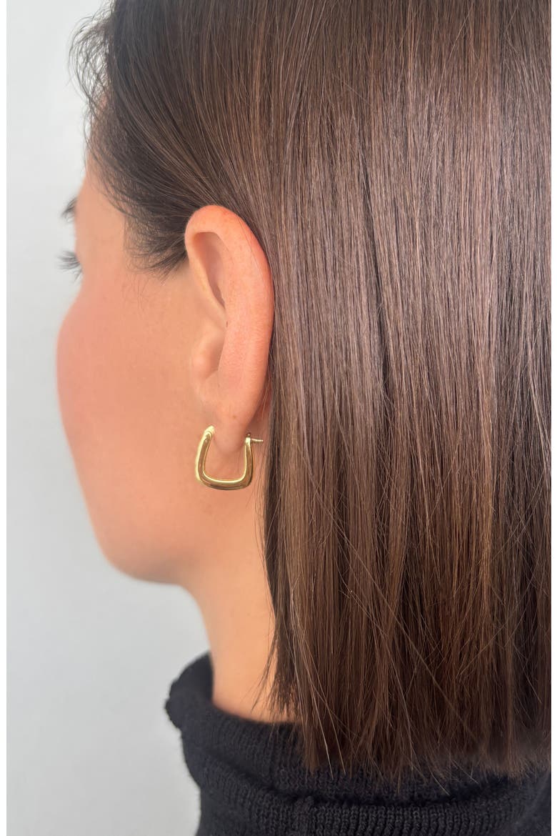 14k Gold Plated Square Hoop Earrings, Alternate, color, GOLD