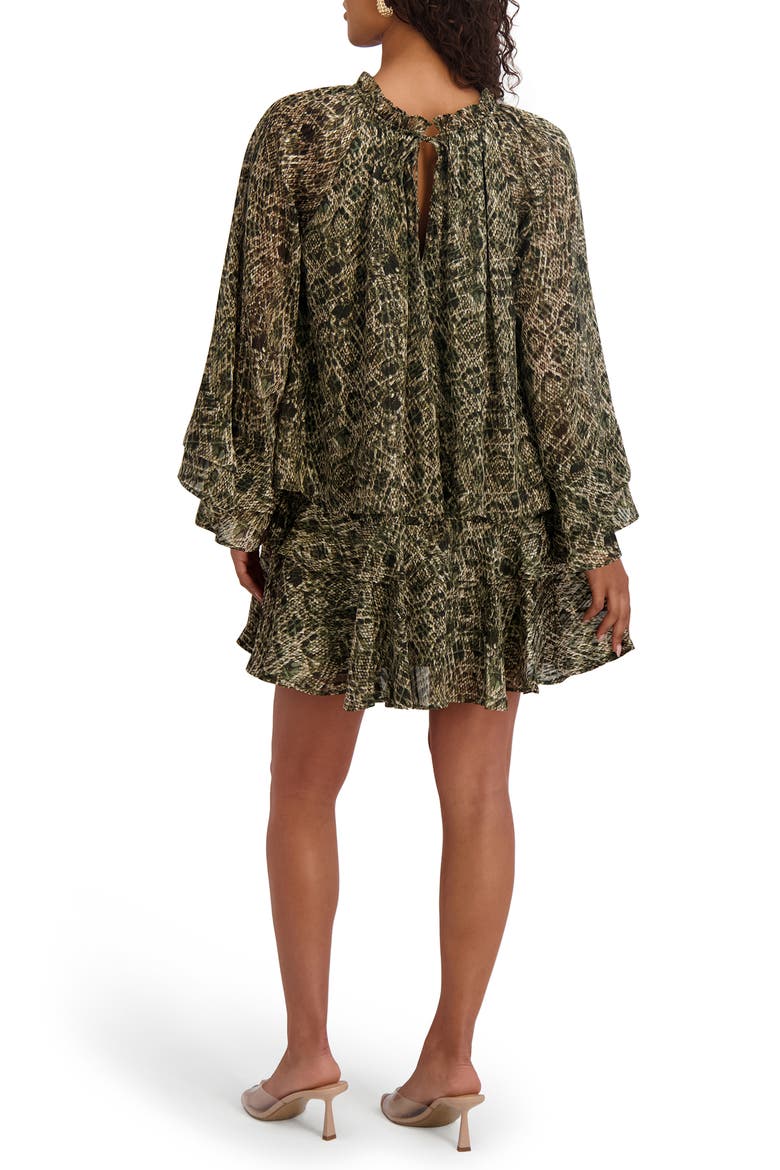 Bell Sleeve Tiered Minidress, Alternate, color, OLV MULTI