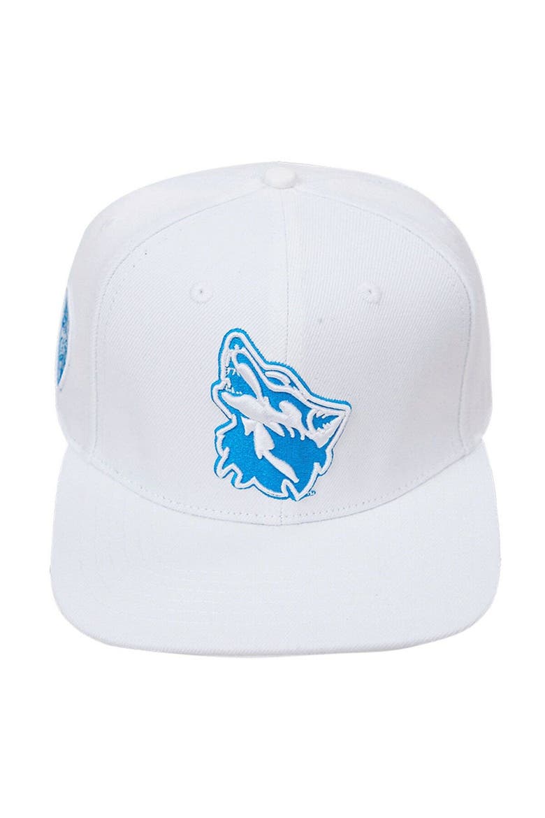 Men's Pro Standard White Cheyney Wolves Mascot Evergreen Wool Snapback Hat, Alternate, color, White