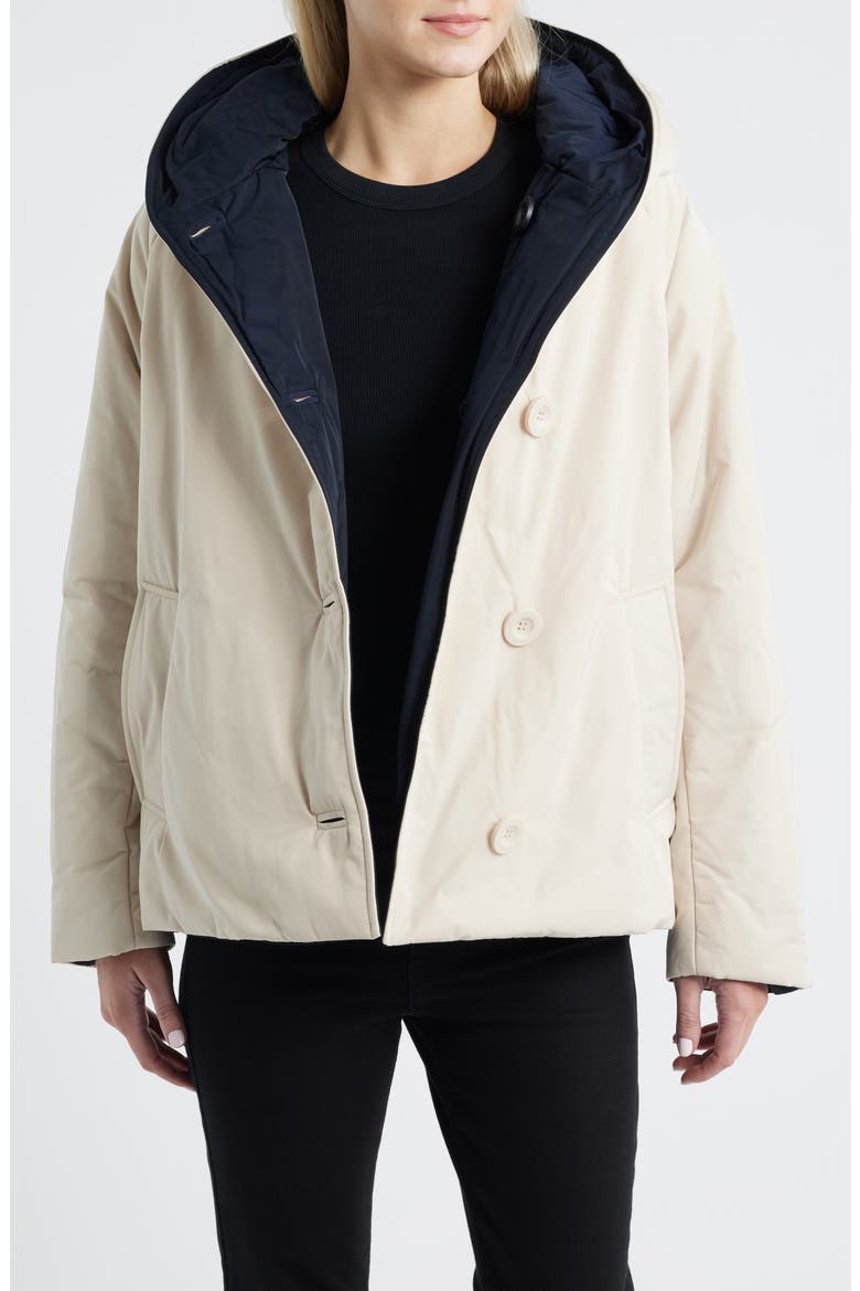 Memory Nylon Water Repellent Reversible Jacket, Alternate, color, PANNA/ BLU