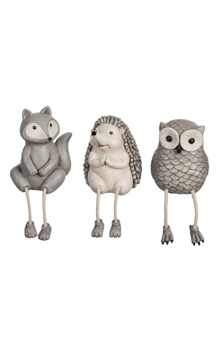 Transpac Resin Woodland Critter Shelf Sitters Set of 3 Multicolored for Spring Home Decor, Main, color, 3