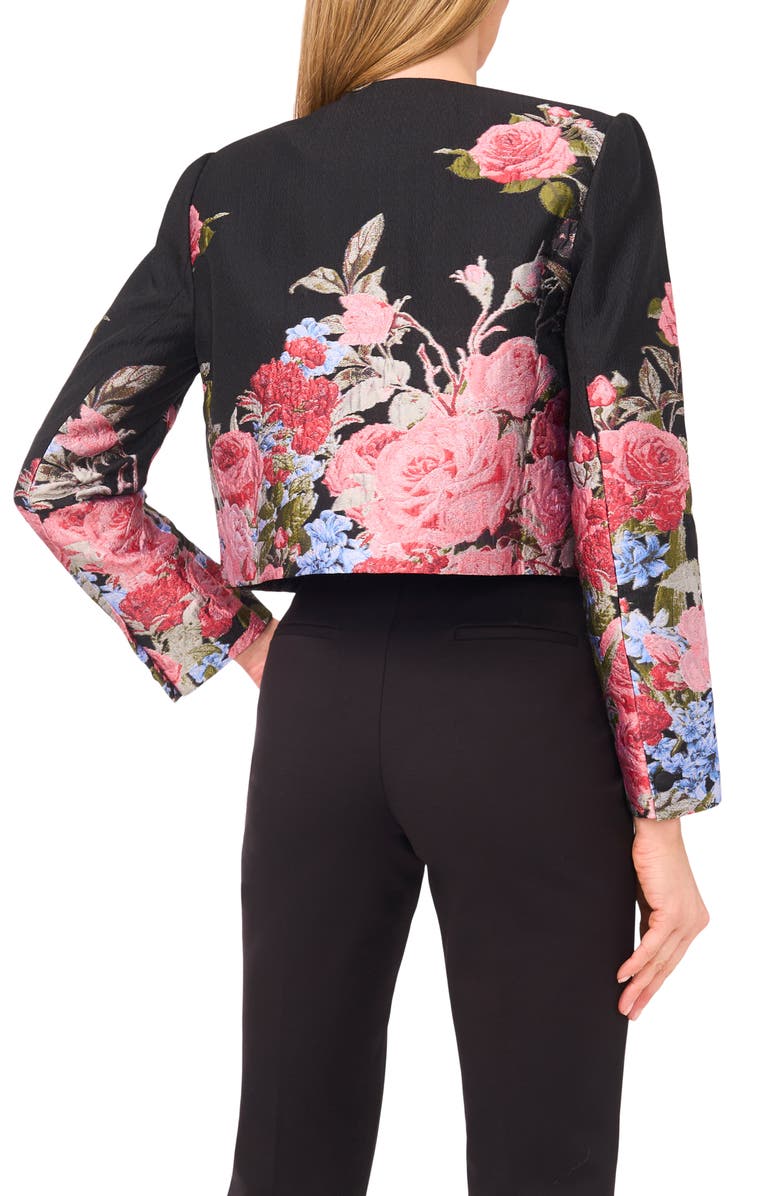 Ted Baker Floral Jacquard Crop Jacket, Alternate, color, Rich Black
