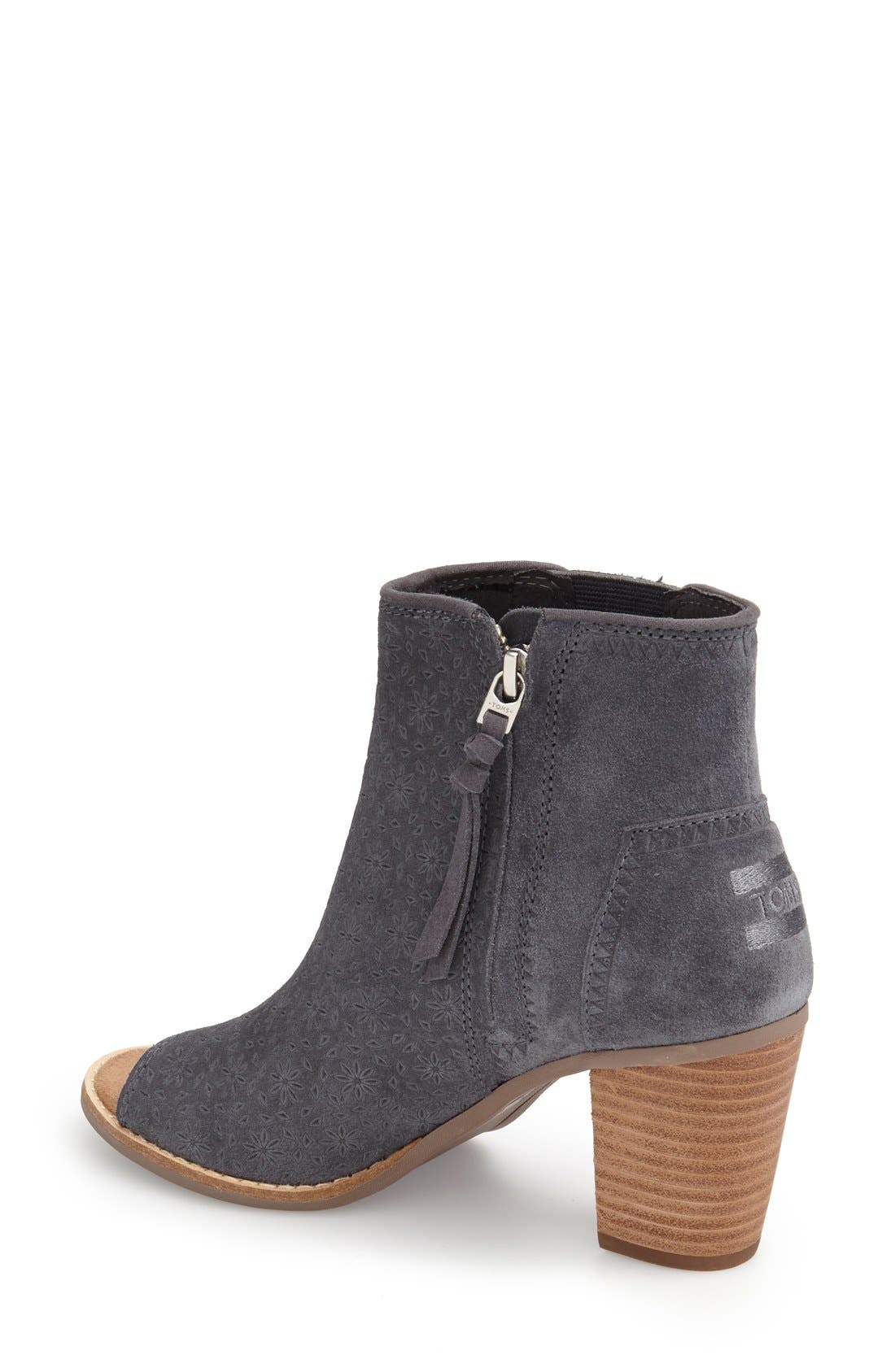 TOMS 'Majorca' Floral Embossed Peep Toe Bootie, Alternate, color, 