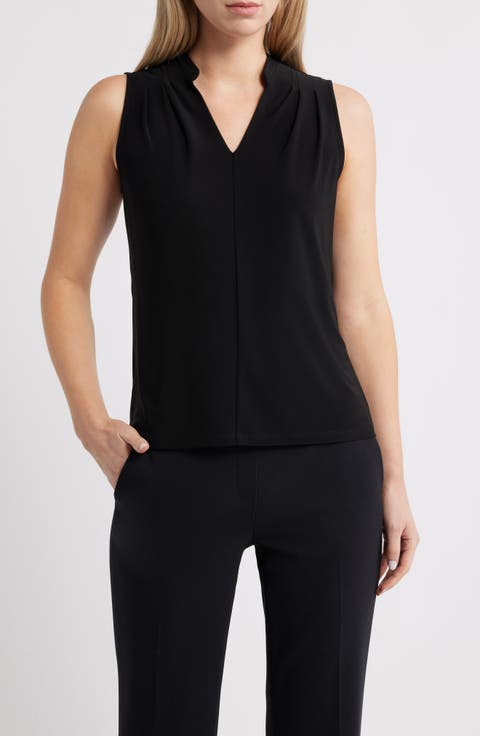 Pleat Shoulder Sleeveless Top