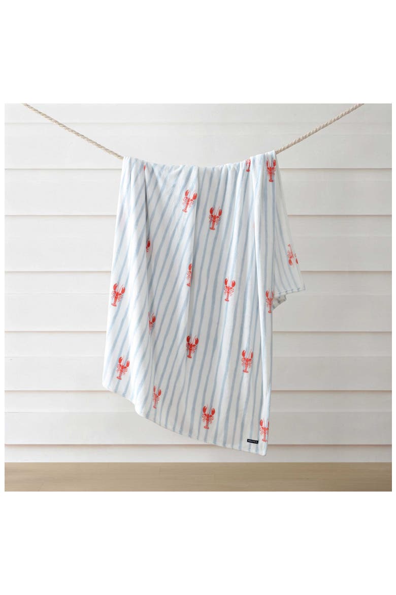 Lobster Watercolor Stripes Microfiber Blanket, Alternate, color, LIGHT / MEDIUM BLUE