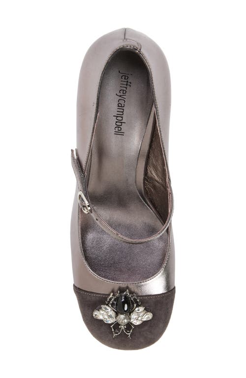 Jeffrey Campbell Bees Knees Mary Jane Cap Toe Pump In Grey Suede Combo
