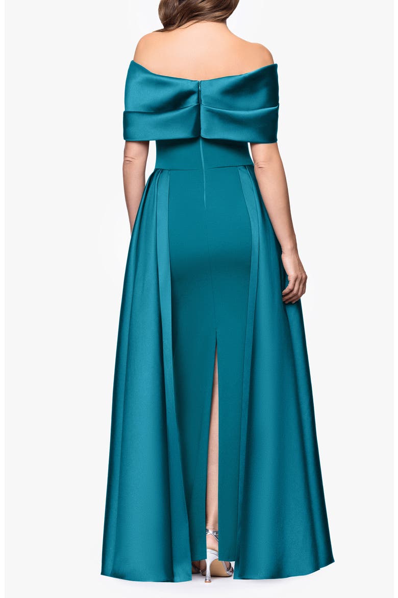 Off the Shoulder Cape Detail Gown, Alternate, color, TEAL