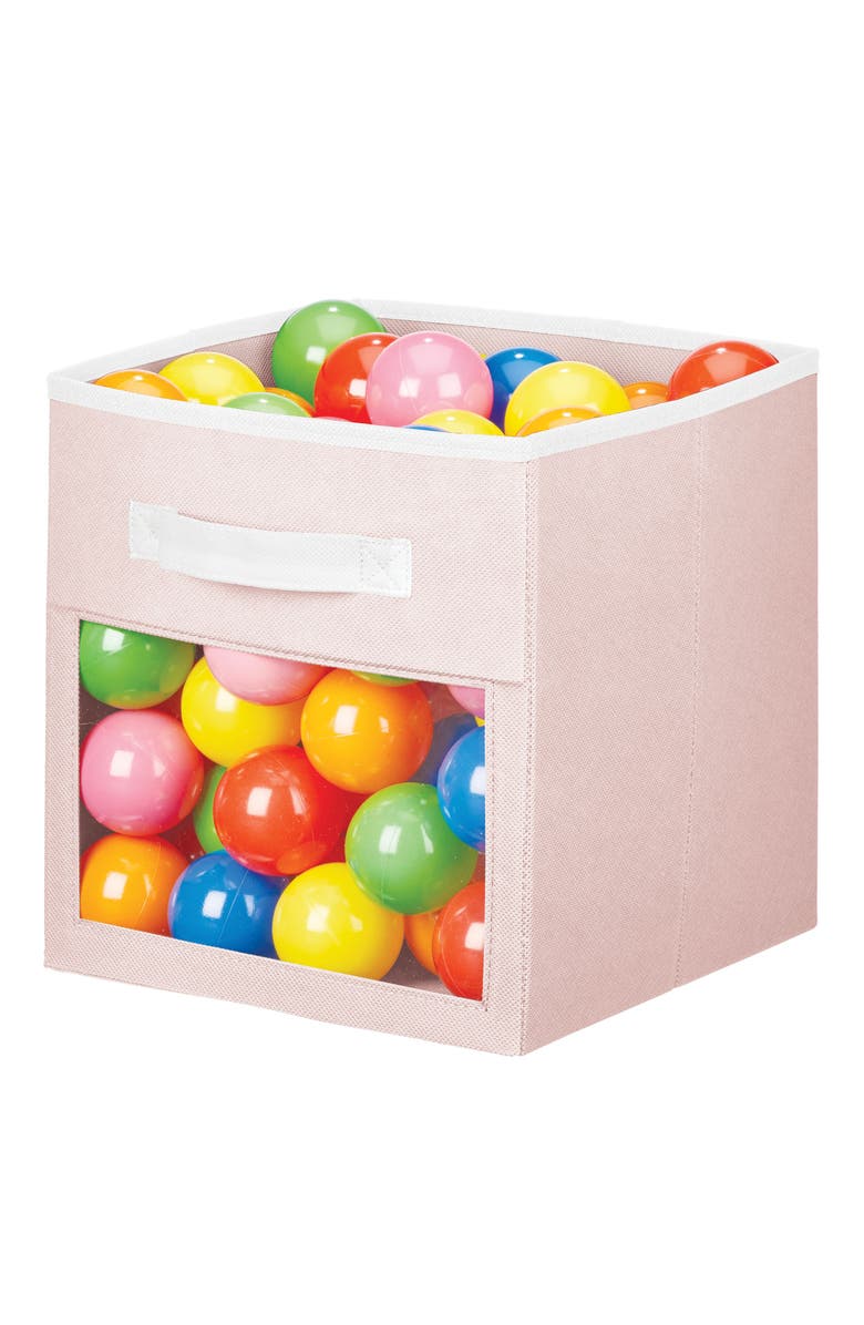 mDesign Fabric Nursery Storage Cube with Front Window, 8 Pack - Pink/White, Alternate, color, 