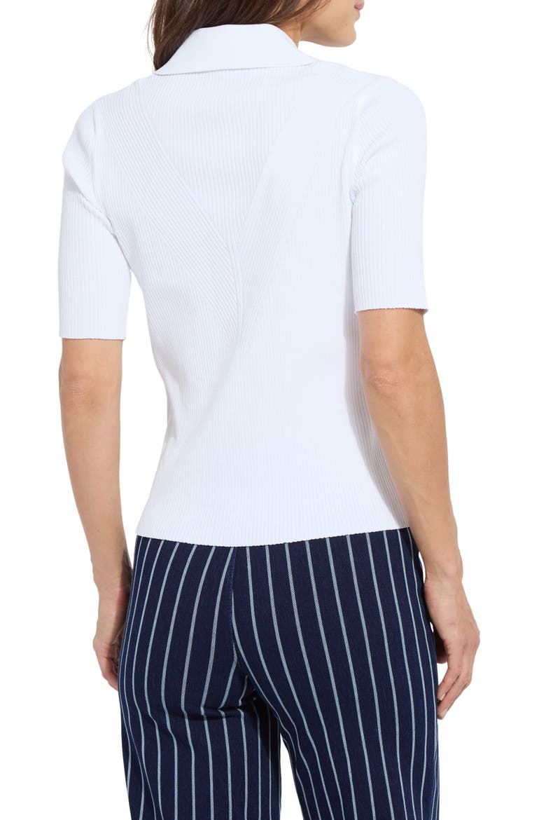 Kenzie Johnny Collar Rib Polo, Alternate, color, WHITE