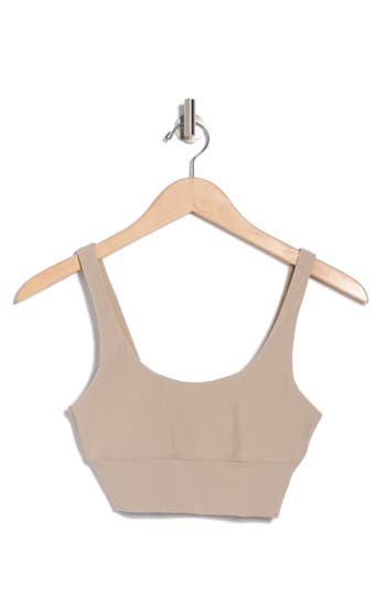 Beach Riot Leah Crop Sports Bra In Taupe