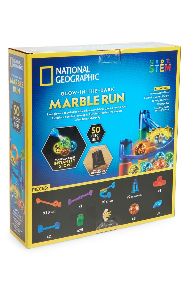 NATIONAL GEOGRAPHIC Glow-In-The-Dark Marble Run 50-Piece Kit, Alternate, color, Multi