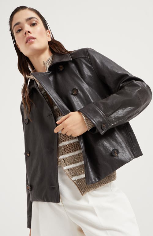Brunello Cucinelli Cropped Caban Casual Jackets And Parka Brown In Chocolate
