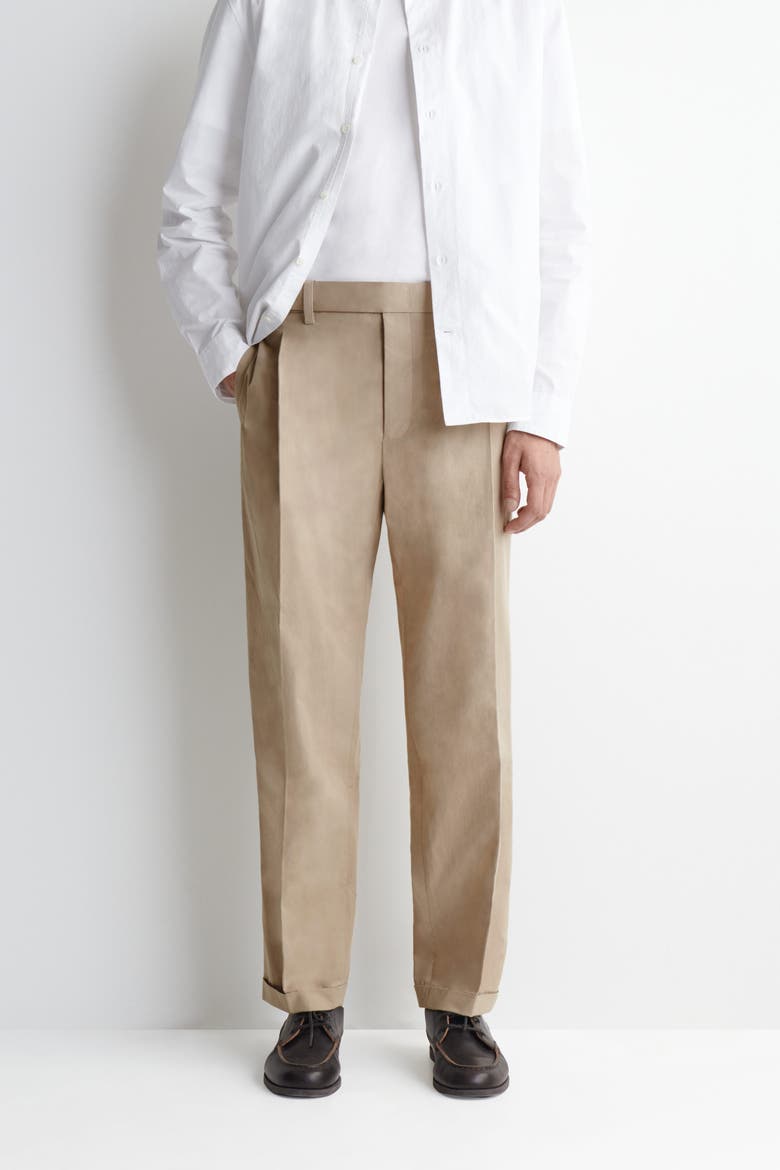 Cotton Regular-fit Straight-leg Trousers, Alternate, color, BEIGE