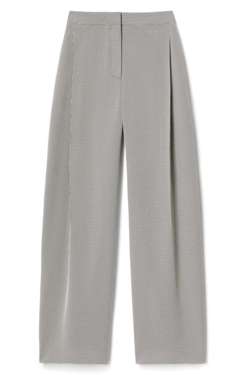 Lafayette 148 New York Cooper Pleated Houndstooth Barrel Leg Pants In Gray