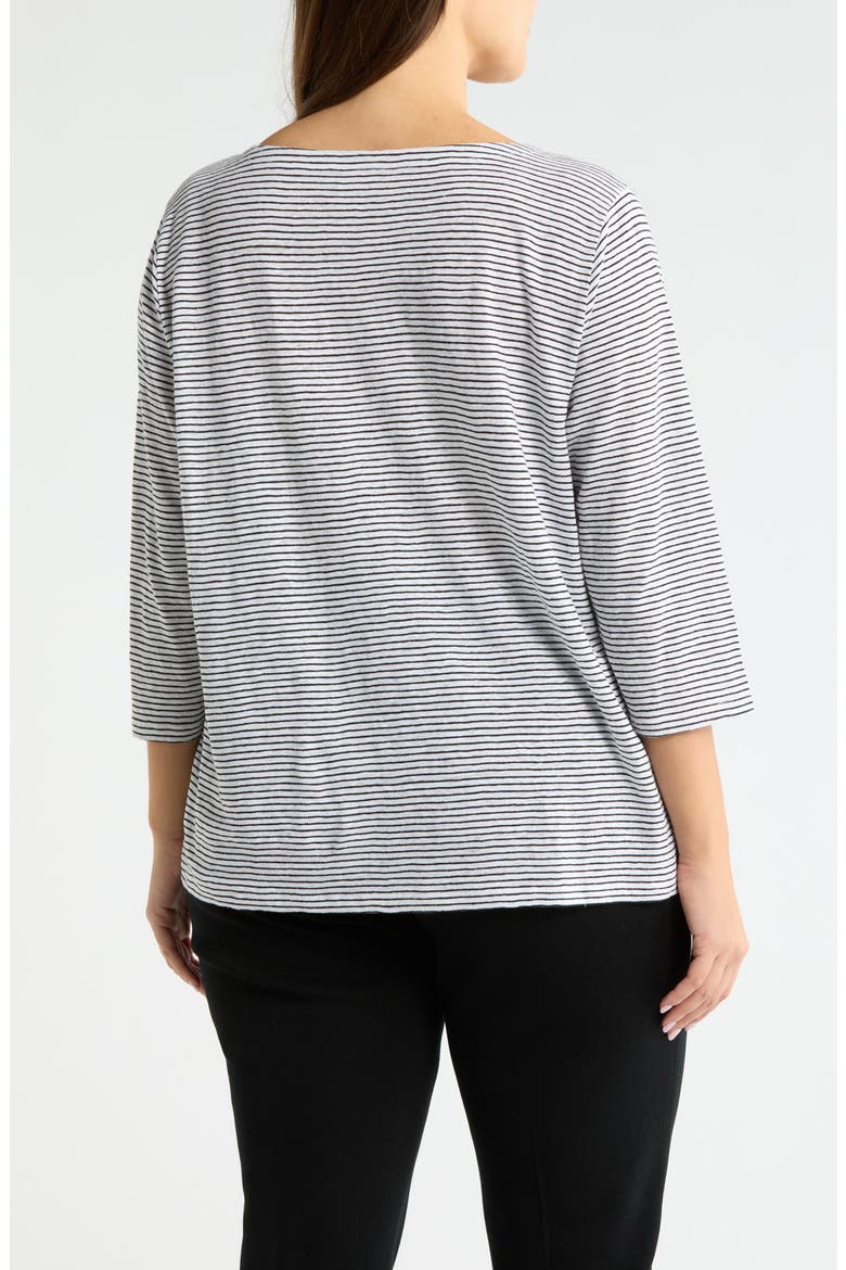 Stripe Slim Fit Organic Linen Top, Alternate, color, WHITE/ BLACK