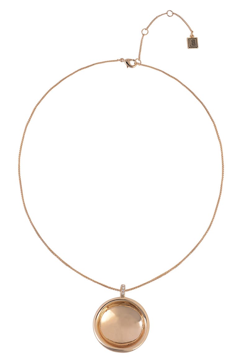 Crystal Round Pendant Necklace, Main, color, GOLD