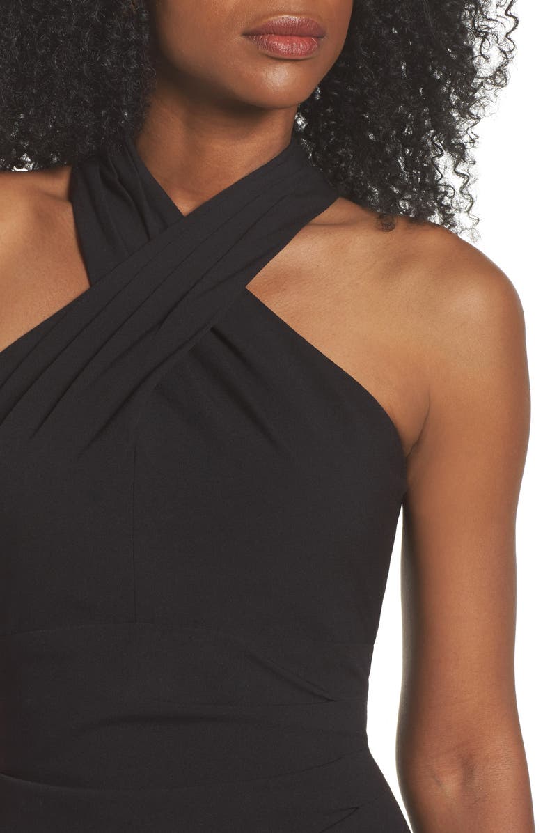 Eliza J Side Pleat Crossneck Gown, Alternate, color,