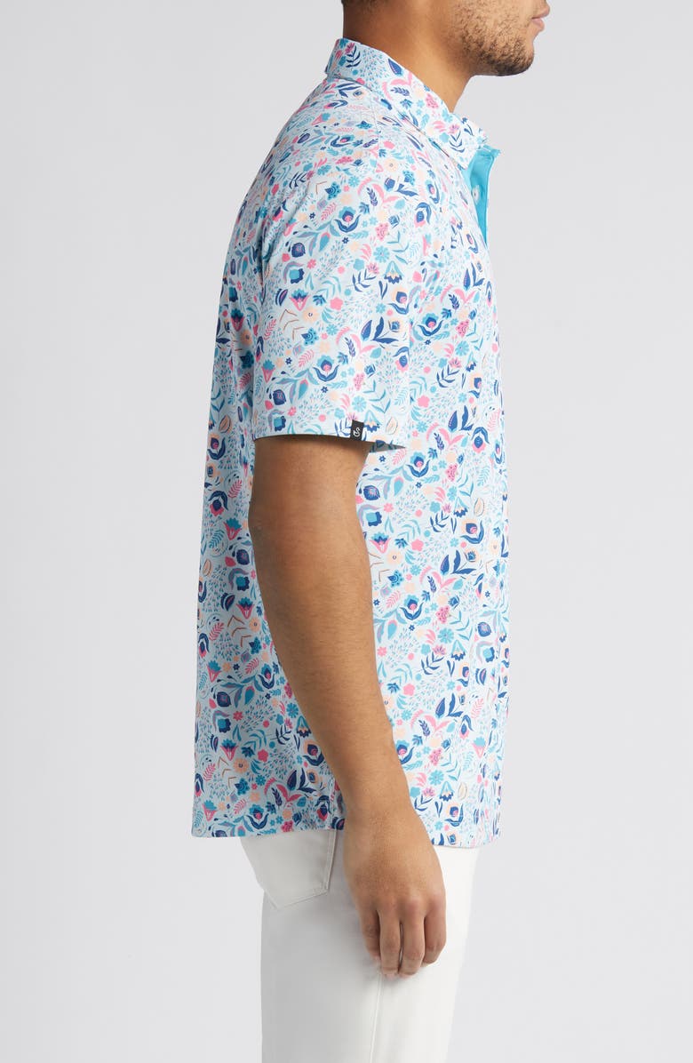 Swannies Clyde Floral Golf Polo, Alternate, color, Sky