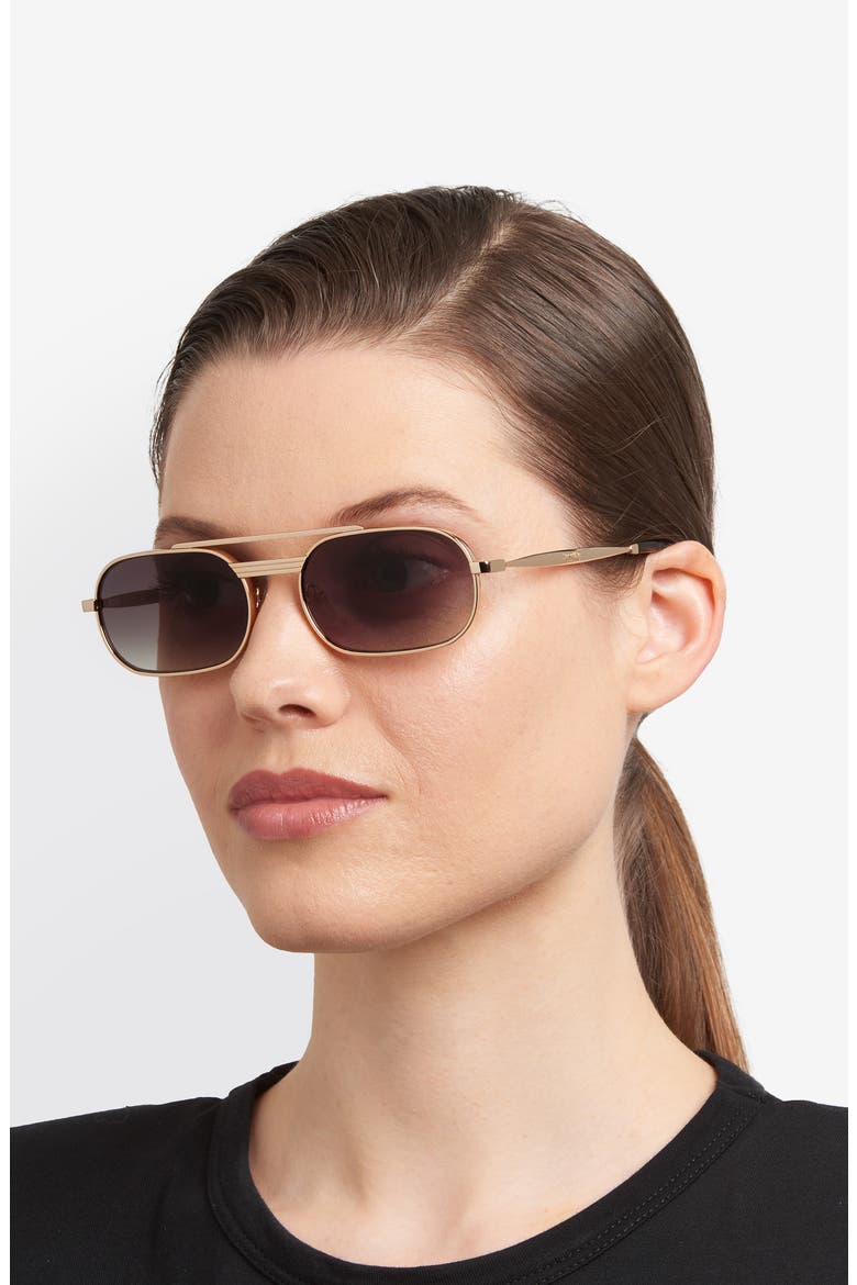56mm Oval Sunglasses, Alternate, color, ROSE GOLD/ GREEN SHADED