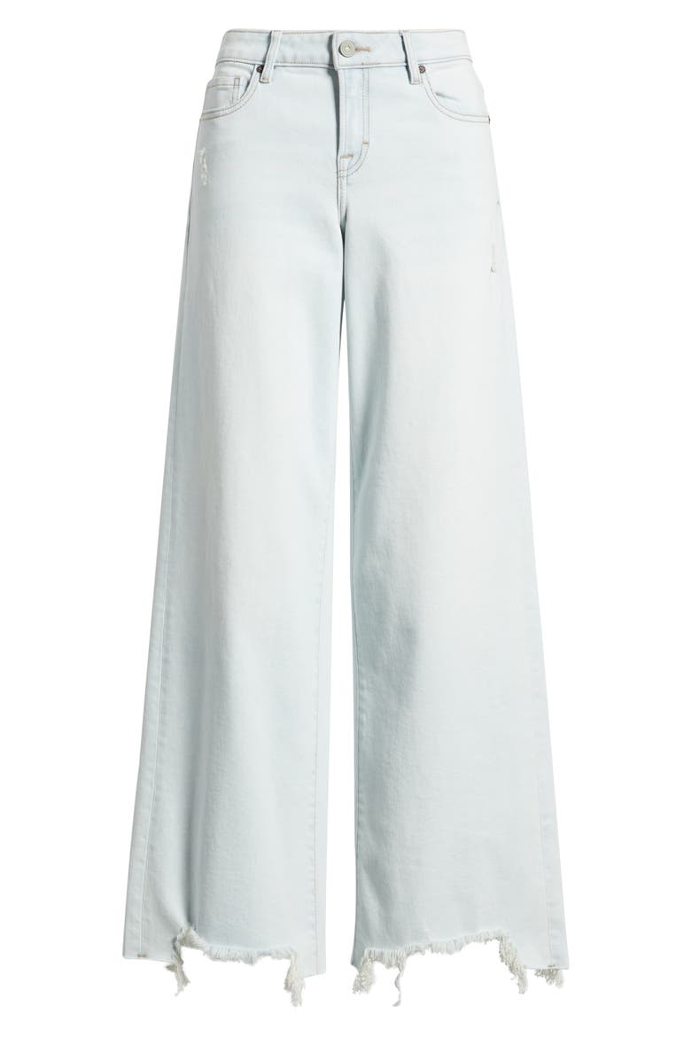 Chewed Hem Mid Rise Wide Leg Jeans, Alternate, color, LIGHT WASH