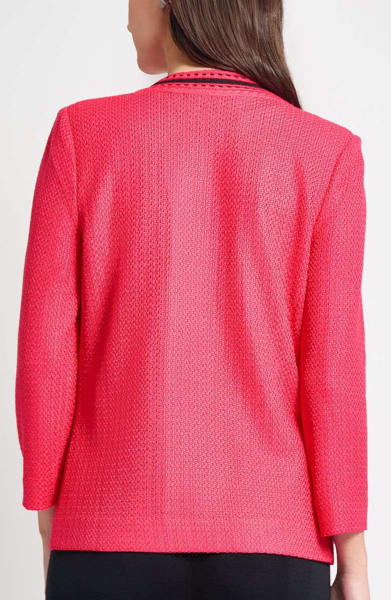 Ming Wang Heritage Fit Contrast Trim Knit Jacket, Alternate, color, Vibrant Fuchsia/ Black