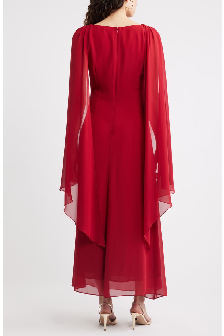 Cowl Neck Maxi Cape Dress, Alternate, color, RED RIO