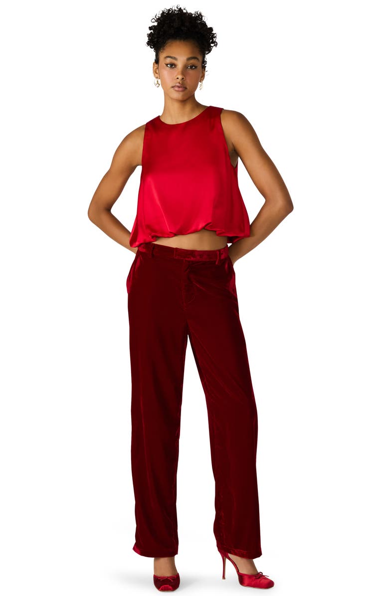 Steve Madden Tonia Velvet Straight Leg Pants, Alternate, color, Red Velvet