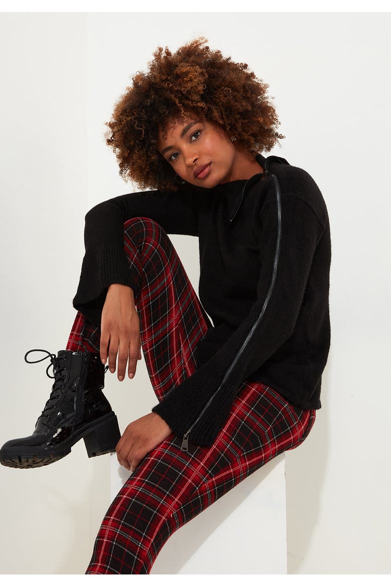Asymmetrical Zip Neck Pullover Sweater, Alternate, color, BLACK