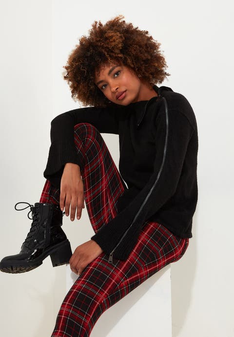 Asymmetrical Zip Neck Pullover Sweater (Plus)
