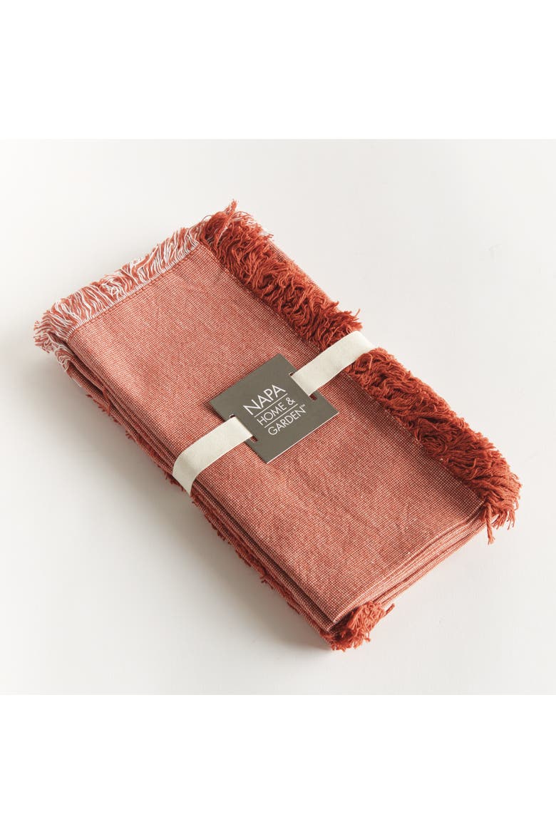 Aura Dinner Napkins - Rust - Pre-Washed Cotton - 4pc, Alternate, color, Red
