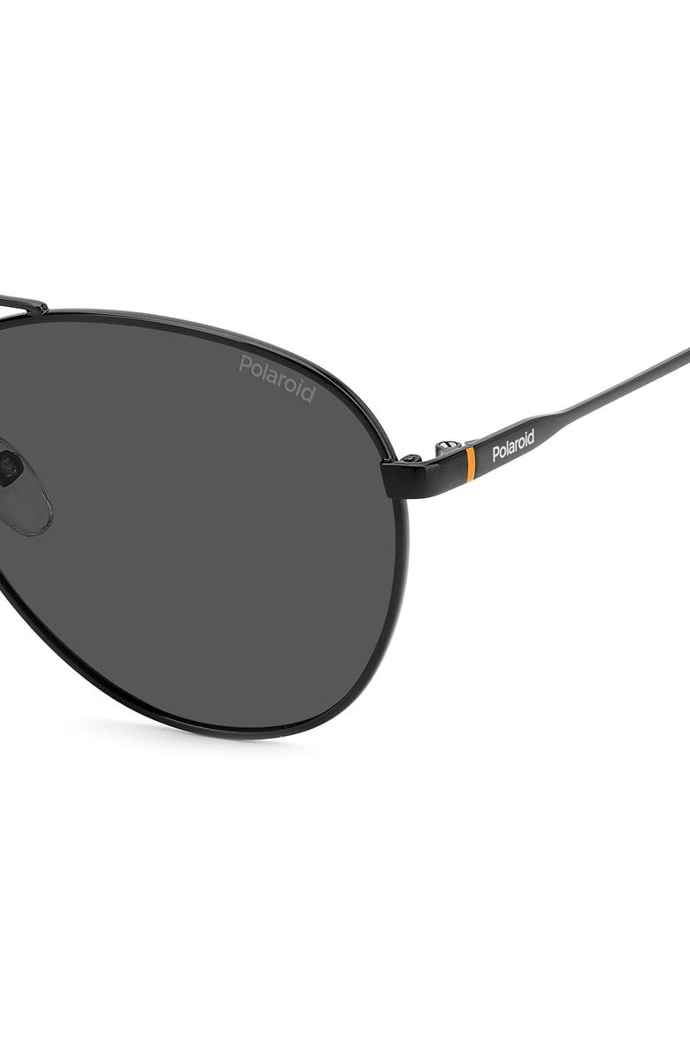 Polaroid 60mm Polarized Aviator Sunglasses, Alternate, color, Black/ Gray Polar