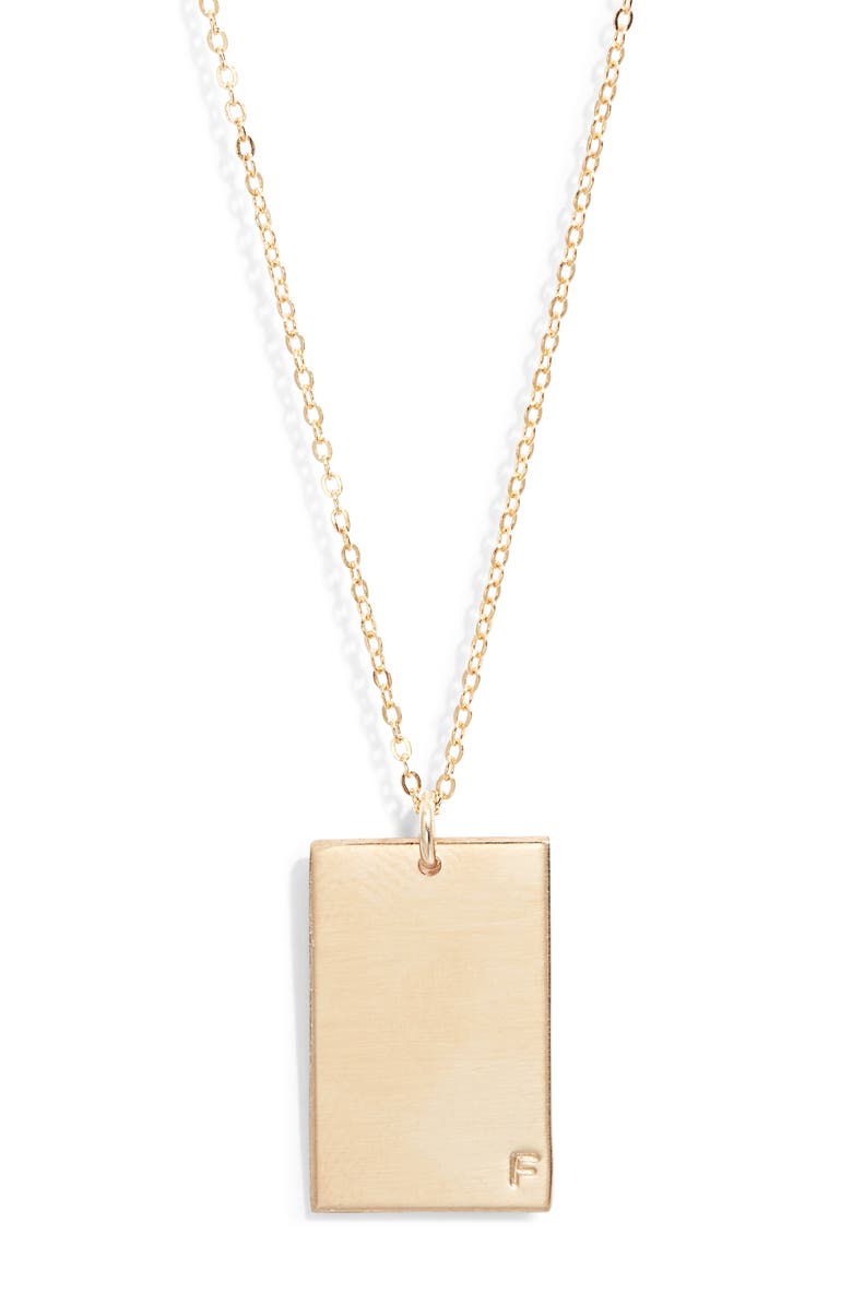 Set & Stones Goldie Initial Tag Pendant Necklace, Main, color, Gold / F