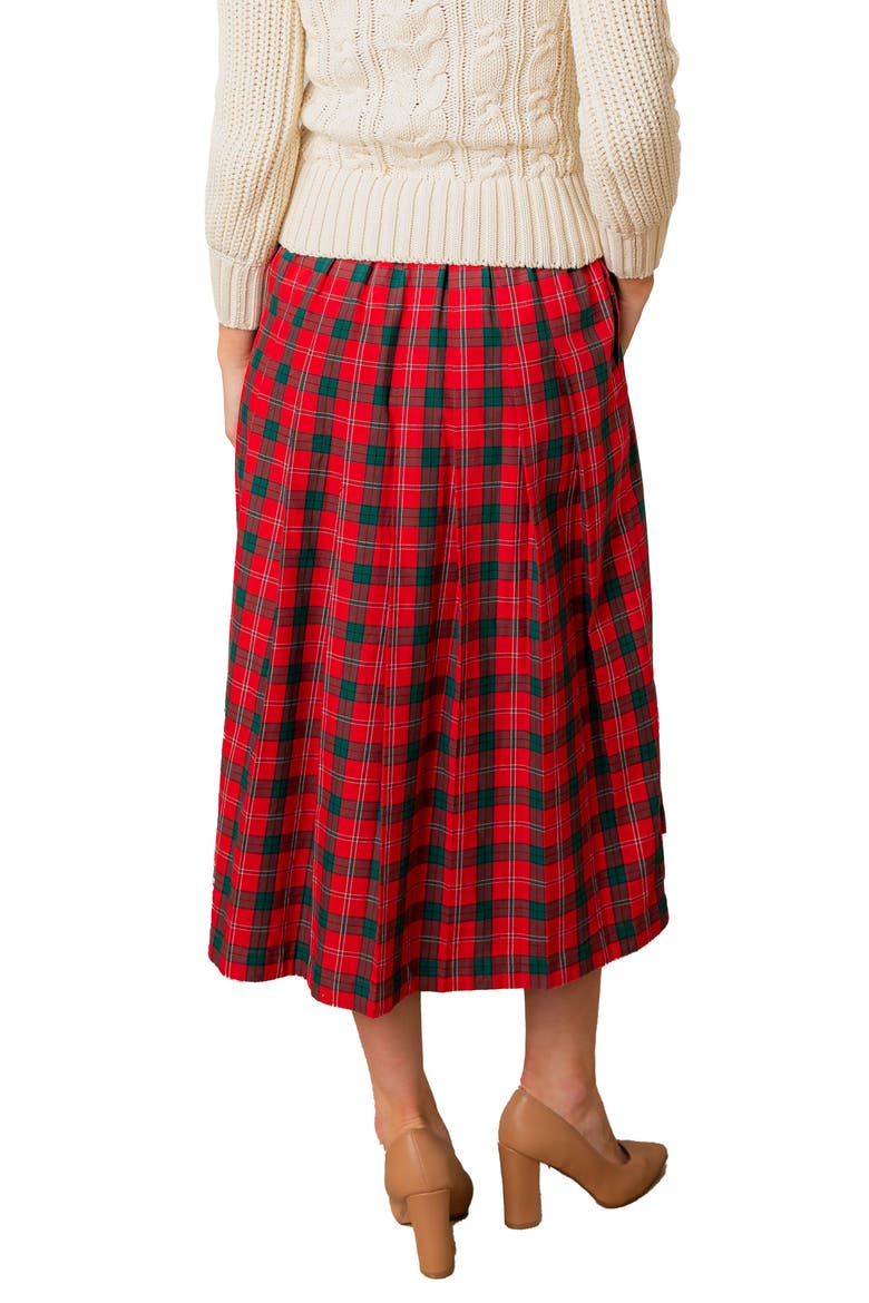 Organic Pleated Midi Skirt, Alternate, color, London Plaid