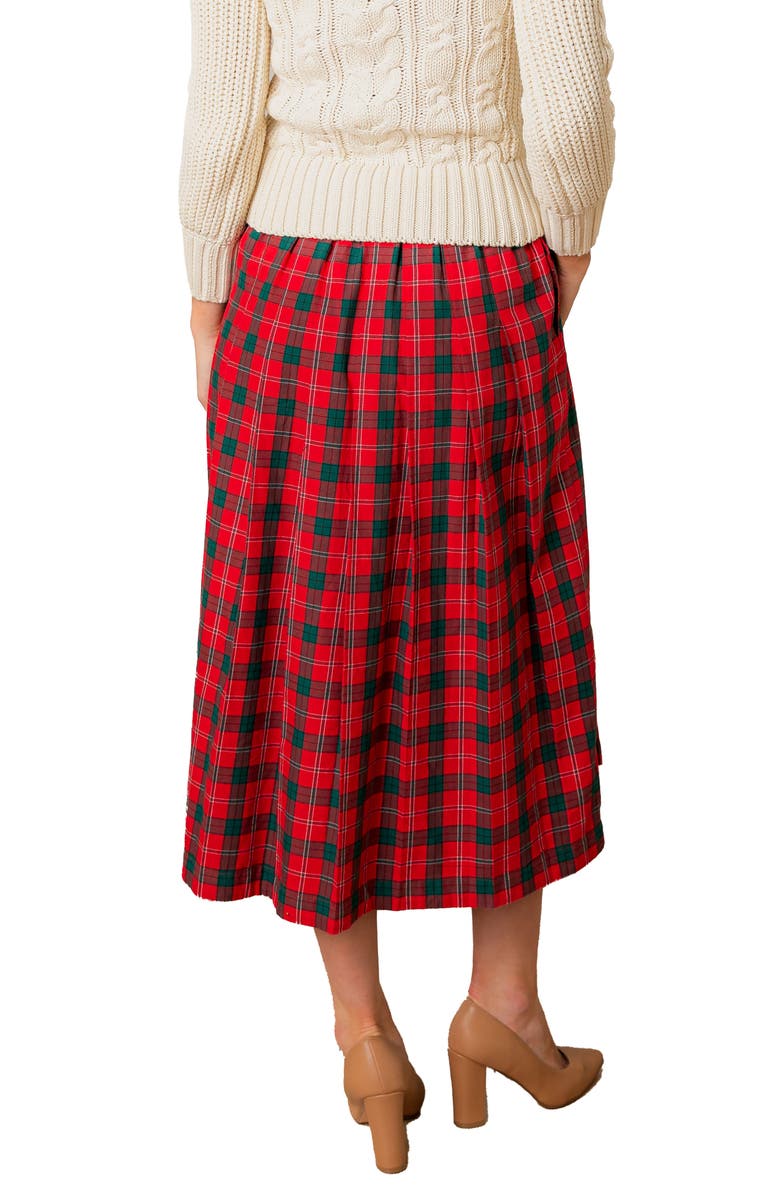 Hope & Henry Organic Pleated Midi Skirt, Alternate, color, London Plaid