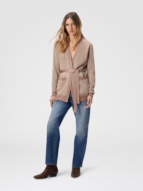 Missoni Womens Rose Gold Tones Belted Metallic Knitted Cardigan In Neutral