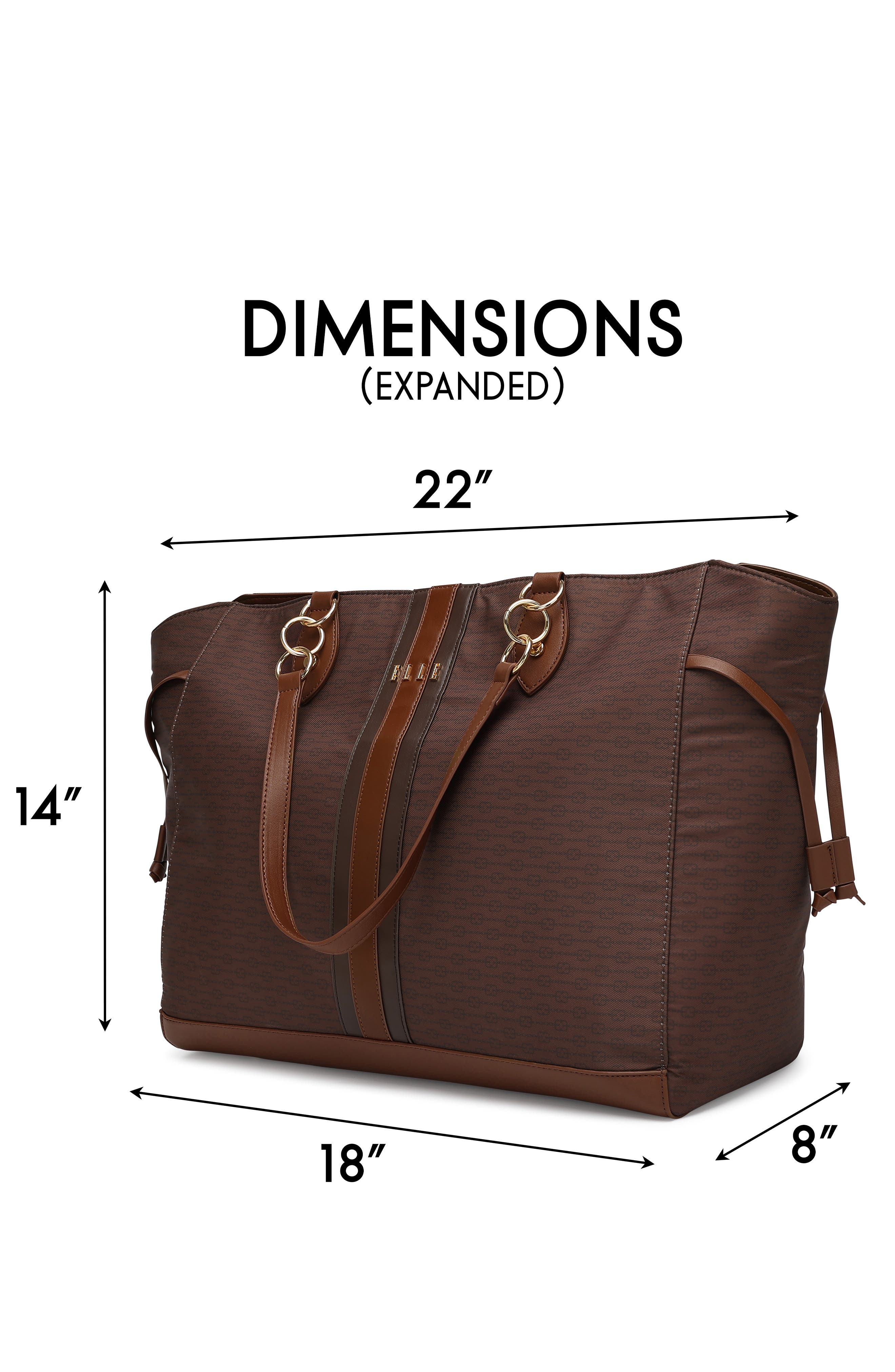 ELLE Eleganza 32L Monogram Weekender Duffel Bag, Alternate, color, Brown