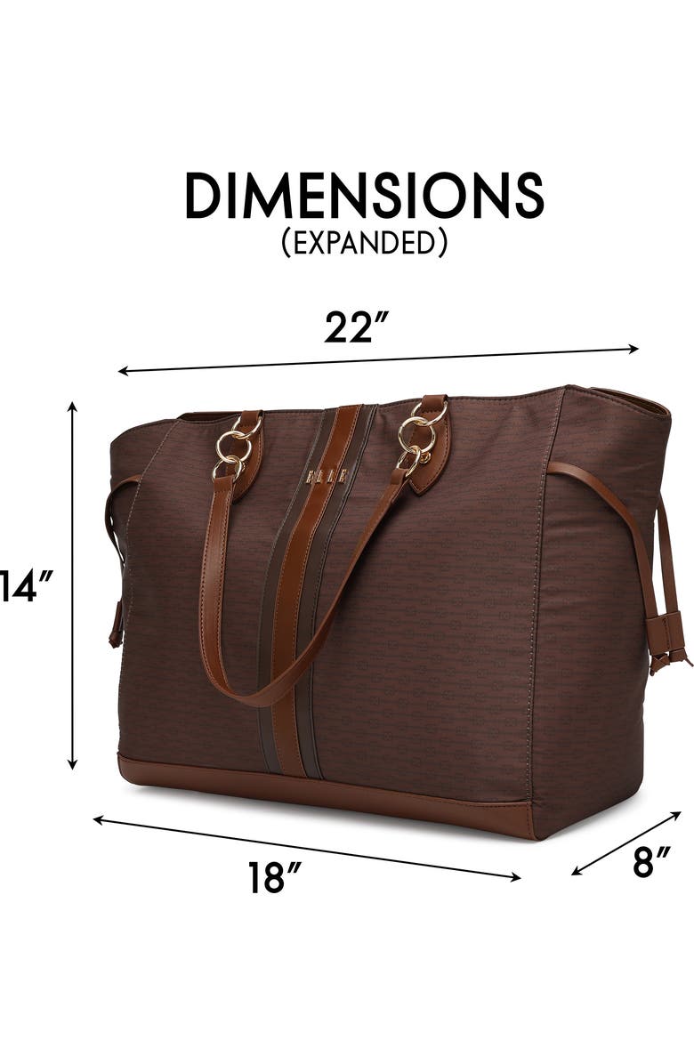 ELLE Eleganza 32L Monogram Weekender Duffel Bag, Alternate, color, Brown