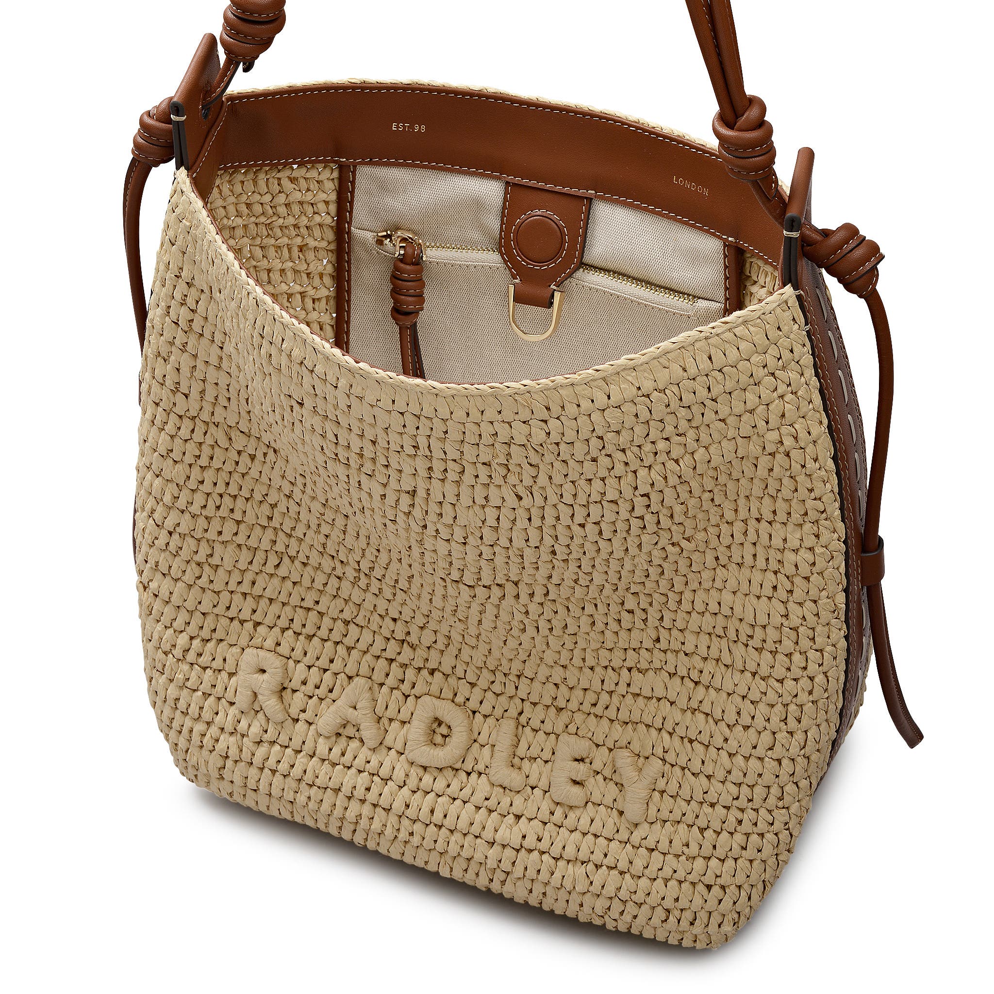 Radley The Camden - Raffia Medium Open Top Shoulder Bag, Alternate, color, Natural