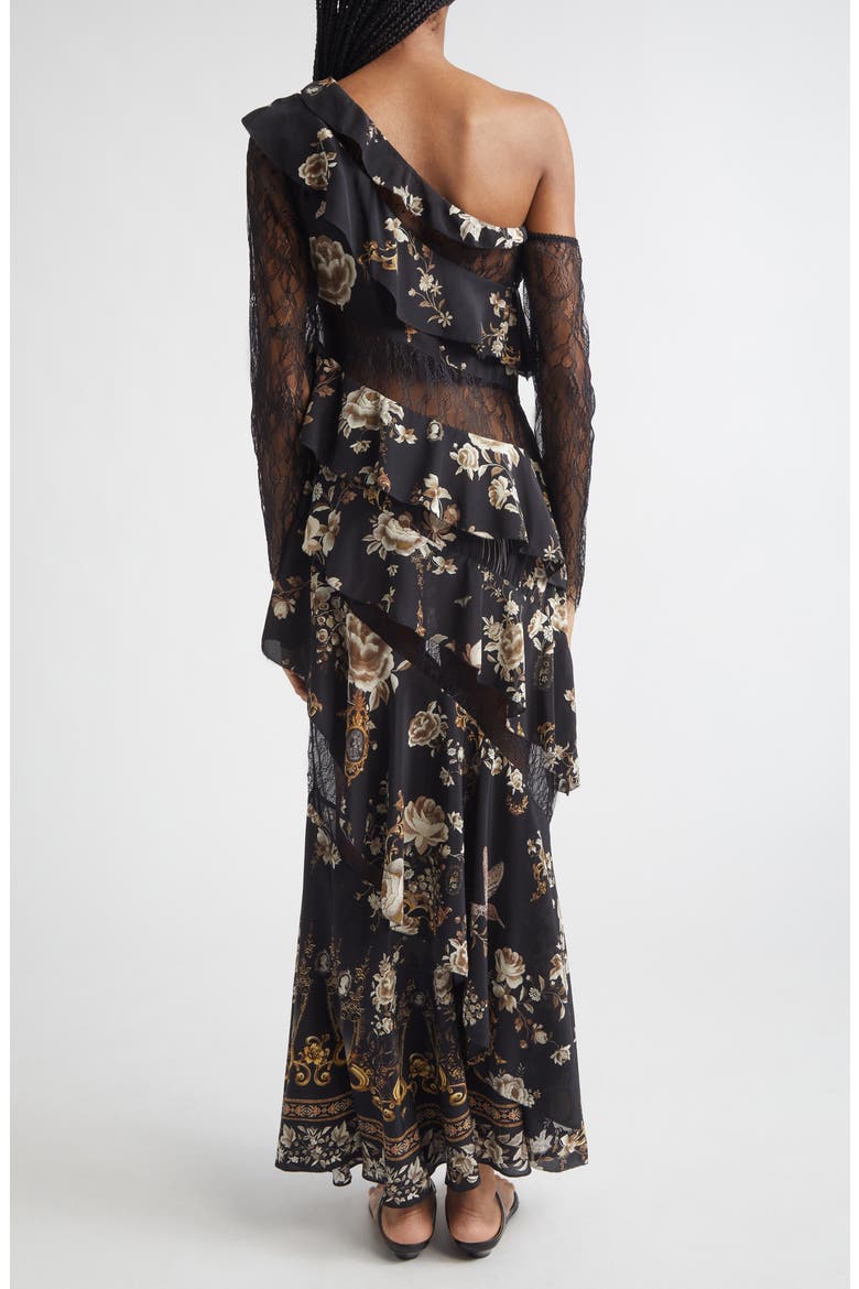 Flamenco Floral Print Long Sleeve Tiered Silk Maxi Dress, Alternate, color, FLAMENCO FOLKLORE